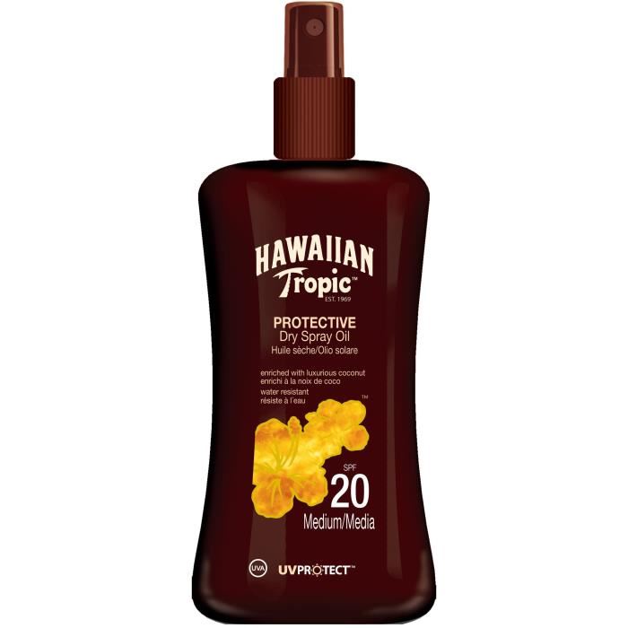 Hawaiian Tropic Spray Huile Seche Solaire Protectrice - Spf 20 - Noix De Coco - 200 Ml