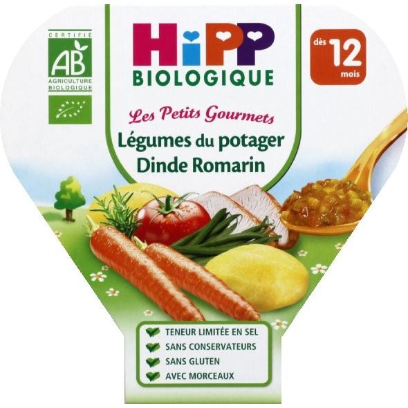 Hipp Bio Les Petits Gourmets Legumes Du Potager Dinde Romarin +12m 230g