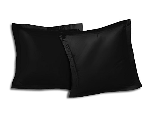 Lot de 2 Taies d'oreillers 100% coton 63x63 cm - Noir