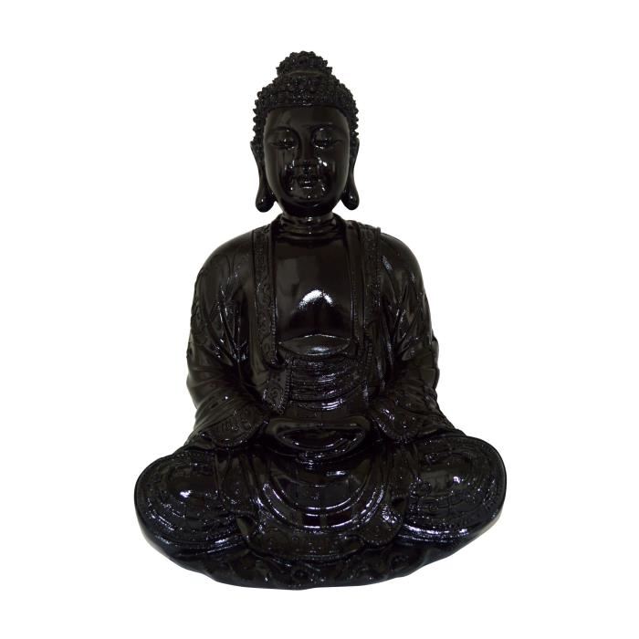 HOMEA Bouddha deco en polyresine 24.5x23.5xH35.5 cm noir