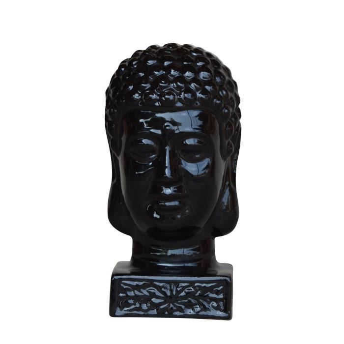 Homea Tete De Bouddha Emaillee Deco O 17 X H 33 Cm Noir