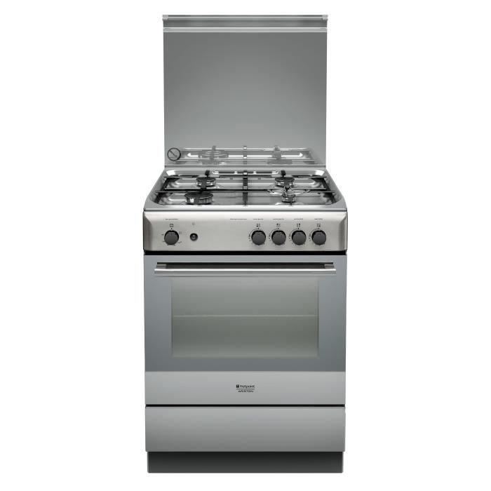 Hotpoint Ariston H6ggc1e (x) /fr - Cuisiniere - Pose Libre - Largeur : 60 Cm - Profondeur : 60 Cm - Hauteur : 85 Cm - Avec Systeme Auto-nettoyant - Acier Inoxydable