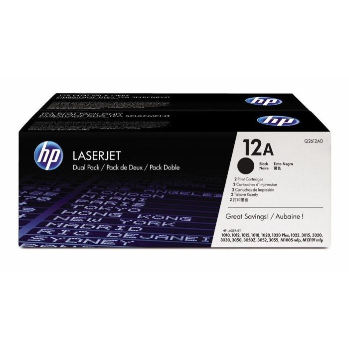 Cartouche De Toner Hp 12a Q2612ad Noir Pour Hp Laserjet Pack De 2