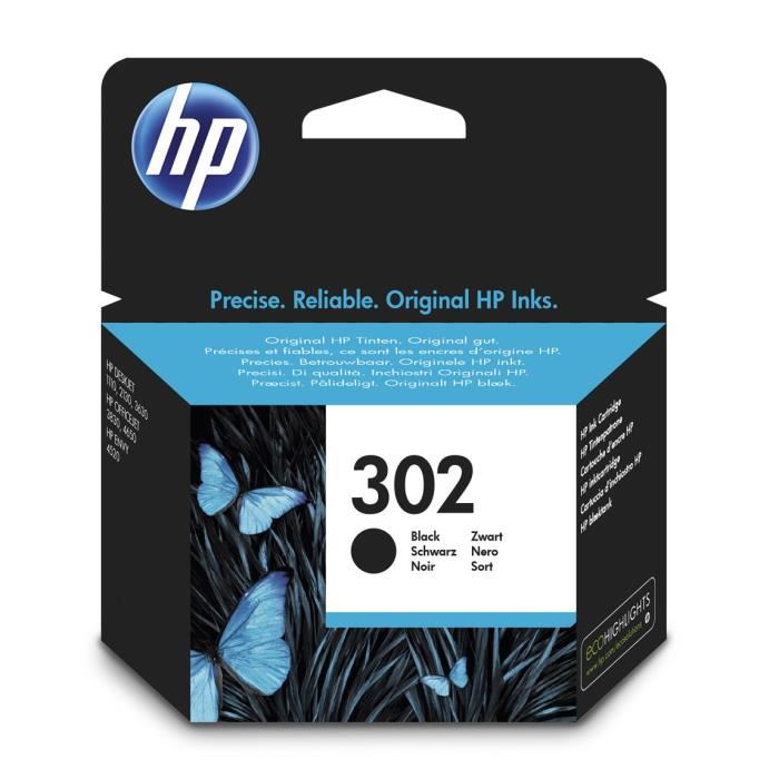 Hp 302 Cartouche Dencre Noire Authentique F6u66ae Pour Hp Deskjet 21303630 Et Hp Officejet 3830