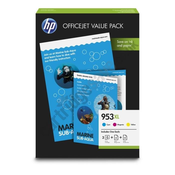 Hp D'origine Hp Officejet Pro 8725 Cartouche D'encre (953xl / 1cc21ae) Multicolor Multipack (pack De 3), 1 600 Pages, 4,15 Centimes Par Page