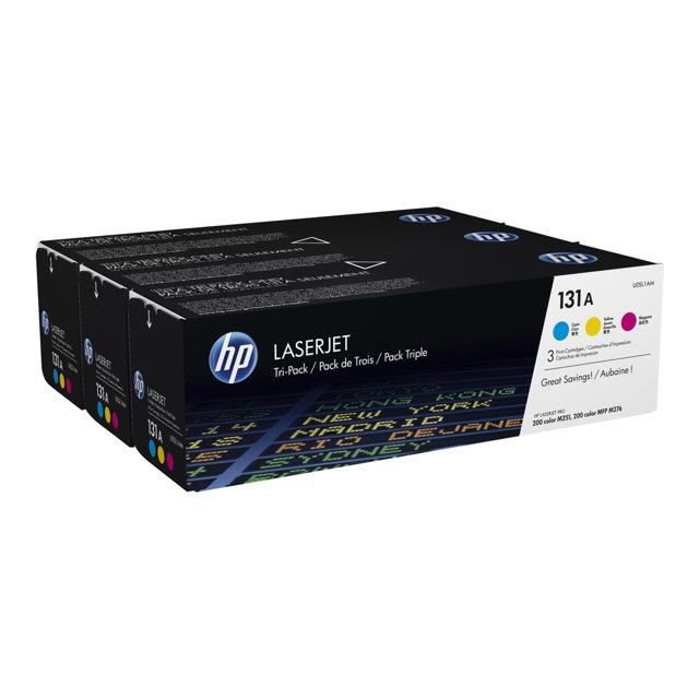 HP D'origine HP LaserJet Pro 200 Series toner (131A / U0SL1AM) multicolor multipack (pack de 3), 1 800 pages, 11,75 centimes par page