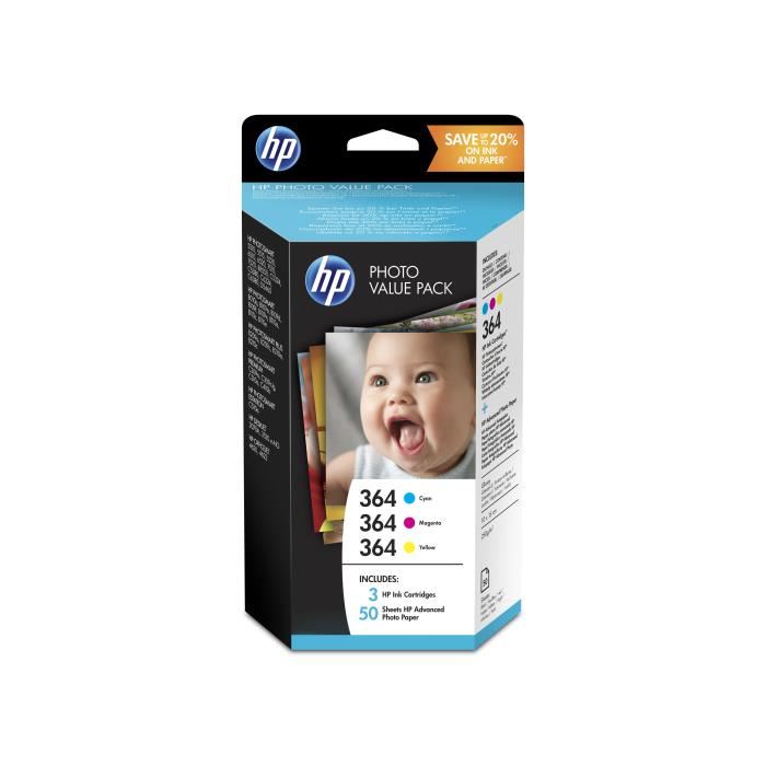 HP D'origine HP PhotoSmart Premium TouchSmart Web C 309 n cartouche d'encre (364 / T9D88EE) multicolor multipack (pack de 3), 300 pages