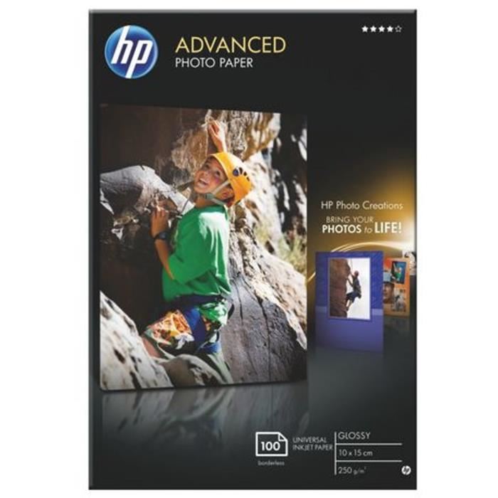 Papier Photo Brillant Hp Advanced 100 Feuilles10 X 15 Cm Hp Q8692a