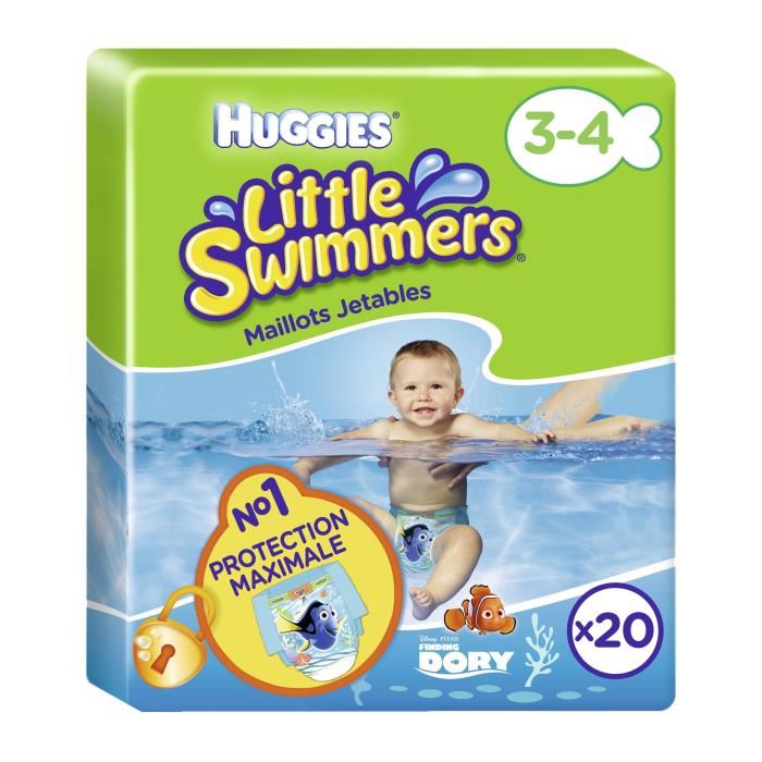 Couche De Bain Huggies Little Swimmers - Taille 3/4 - Maxi Pack 20 Couches