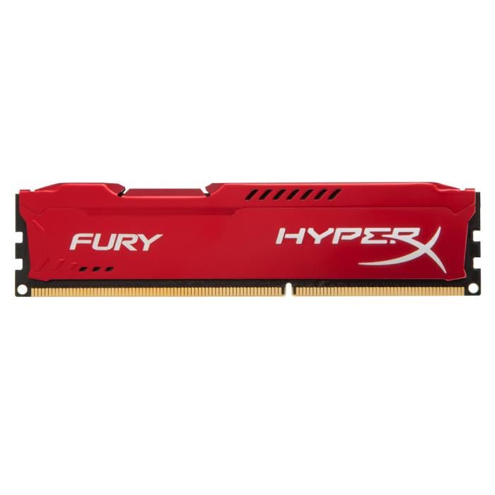 HyperX FURY Red Series DDR3, memoire 8 Go, type de memoire DIMM 240 broches, vitesse 1866 MHz / PC3-14900, temps de latence CL10, tension 1.5 V, memoire sans tampon, NON ECC, garantie limitee a vie (Russie - 10 ans)