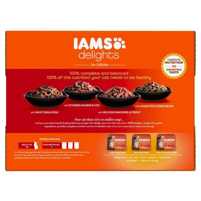 Iams Delights Multibox Saveurs De La Mer En Sauce (sea Collection) - Toutes Races - 12x85 G - Pour Chat Adulte