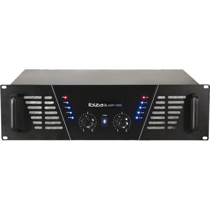 Ibiza Amp1000 Amplificateur De Sonorisation 2 X 800w - Noir