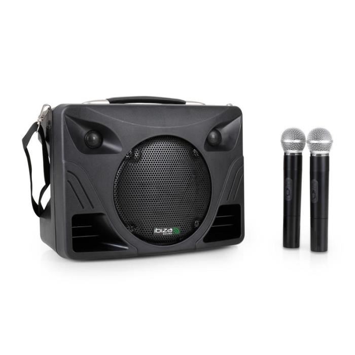 Ibiza Sound Port85vhf-bt Systeme De Sonorisation Portable Rechargeable Avec Lecteur Usb/mp3/sd 2 Micros Vhf & Bluetooth