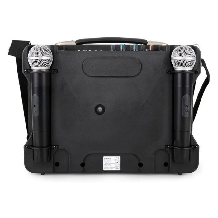Ibiza Sound Port85vhf-bt Systeme De Sonorisation Portable Rechargeable Avec Lecteur Usb/mp3/sd 2 Micros Vhf & Bluetooth