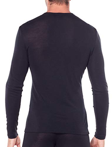 Icebreaker - Sous-vetement En Laine De Merinos - M Merino 175 Everyday Ls Crewe Black Pour Homme En Laine - Taille L - Noir