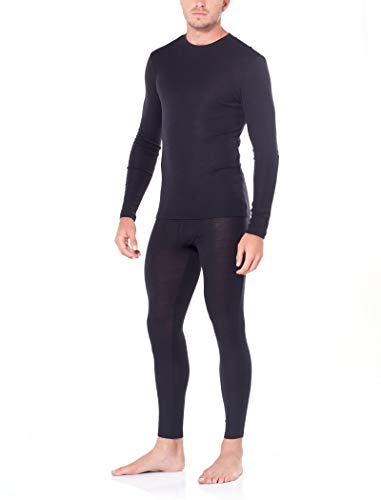 Icebreaker - Sous-vetement En Laine De Merinos - M Merino 175 Everyday Ls Crewe Black Pour Homme En Laine - Taille L - Noir