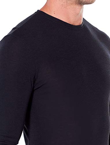 Icebreaker - Sous-vetement En Laine De Merinos - M Merino 175 Everyday Ls Crewe Black Pour Homme En Laine - Taille L - Noir