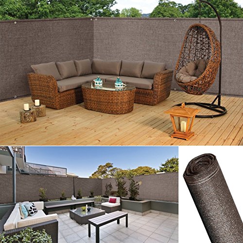 Idmarket Brise Vue Renforce 1,5 X 10 M Taupe 220 Gr/m² Luxe Pro