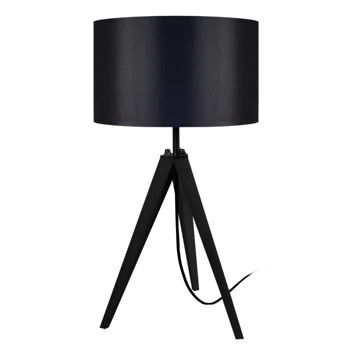 Tosel Lampe De Chevet Bois Noir Noir 30x54x54cm