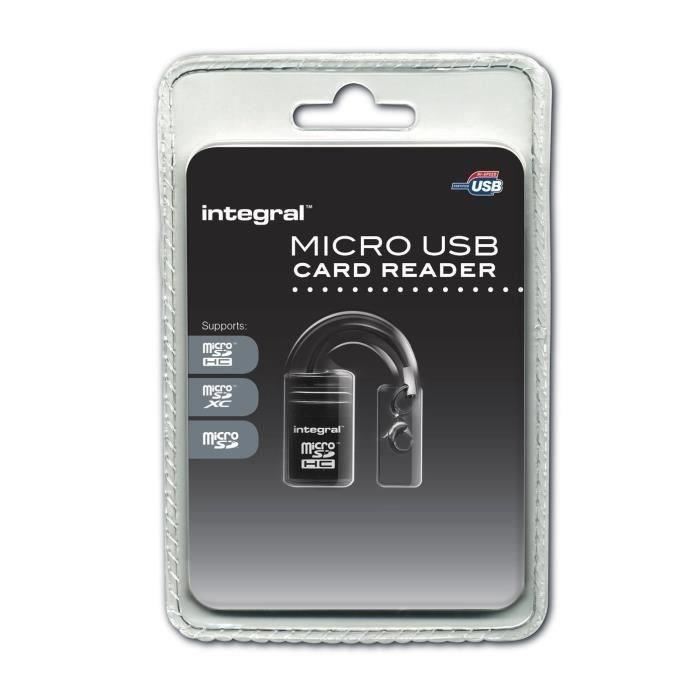 Lecteur De Carte Memoire Micro Sd - Usb - Integral - Noir - Compatible Microsd/microsdhc - Garantie 2 Ans