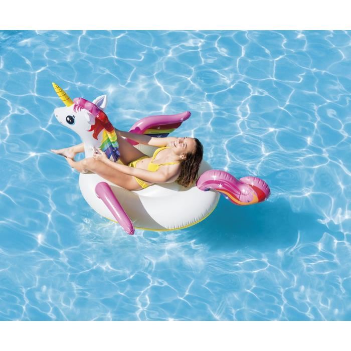 Bouee Gonflable Licorne Magique A Chevaucher Intex Dimensions 201x140x97cm 2 Poignees De Maintien