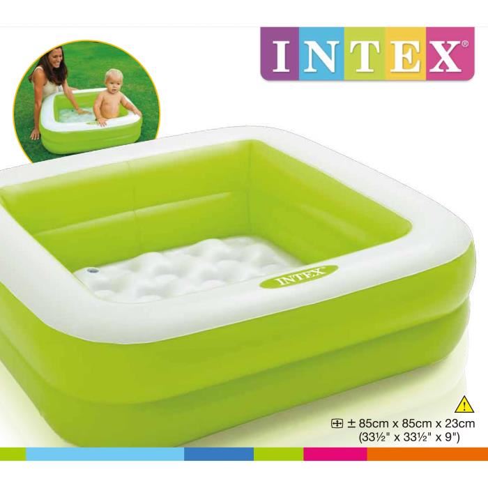 Intex Piscine Gonflable Enfant / Bebe Pataugeoire Carree 85 X 85 X 23 Cm (couleur Aleatoire)