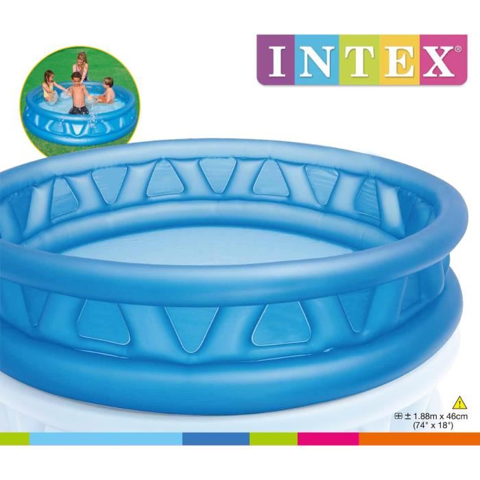 Piscine Gonflable Ronde Soft Side Pool Pour Enfant Et Famille Intex 188x46cm Capacite 666l Bleu