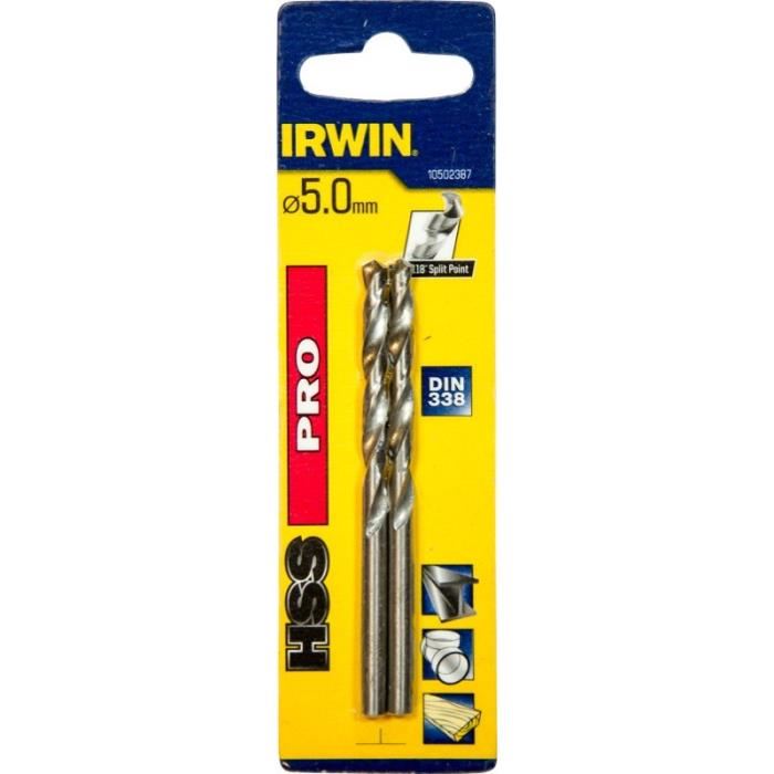 IRWIN Jeu de 2 Forets Pro tailles meules DIN 338 HSS 50x86 mm