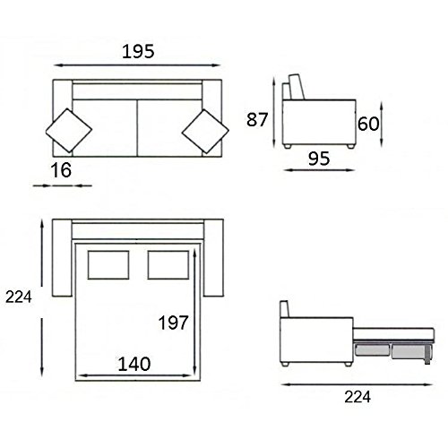 Canape Convertible Express 140cm Dreamer Polyurethane Blanc,. Matelas 16 Cm