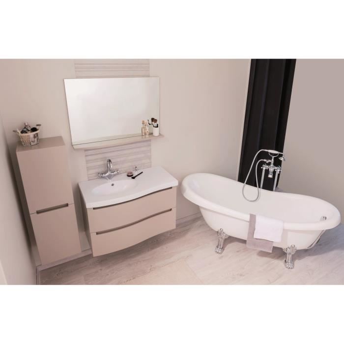 ITALO Colonne de salle de bain L 30 cm Taupe et blanc laque