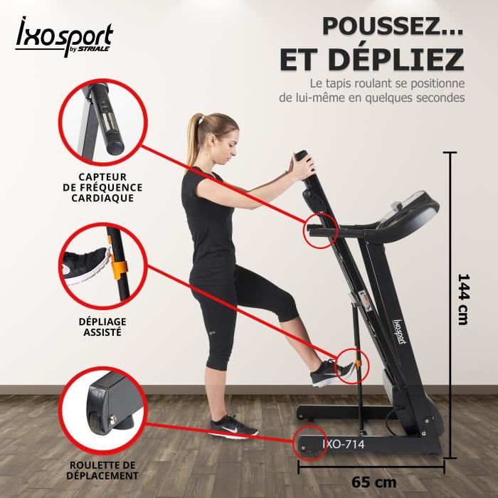 Ixosport Tapis De Course Pliable 16 Kmh Inclinable Pre Monte Power Plus Ixo 714 25 Cv 12 Programmes
