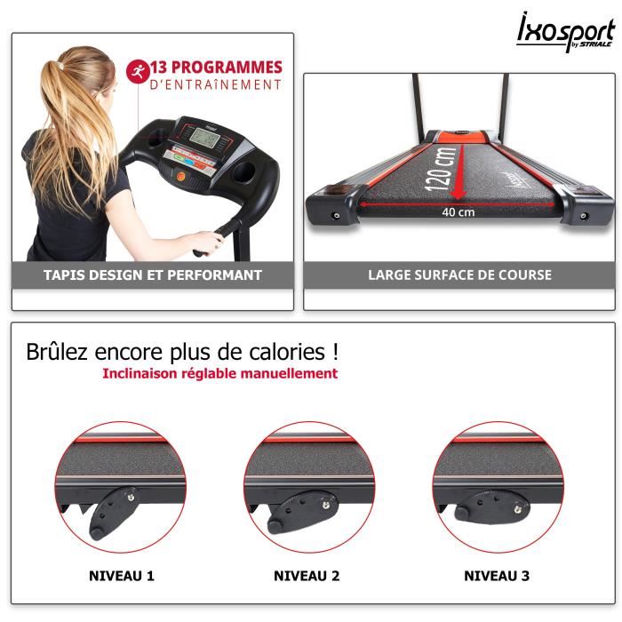Ixosport Tapis De Course Pliable 16 Kmh Inclinable Pre Monte Power Plus Ixo 714 25 Cv 12 Programmes