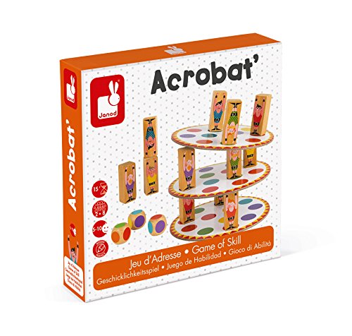 Jeu Dadresse Janod - Acrobat - Pour Enfants De 5 Ans Et Plus - Tour De Pions En Bois Multicolores