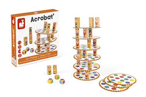 Jeu Dadresse Janod - Acrobat - Pour Enfants De 5 Ans Et Plus - Tour De Pions En Bois Multicolores