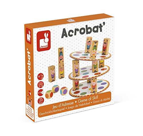 Jeu Dadresse Janod - Acrobat - Pour Enfants De 5 Ans Et Plus - Tour De Pions En Bois Multicolores