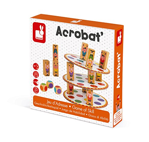 Jeu Dadresse Janod - Acrobat - Pour Enfants De 5 Ans Et Plus - Tour De Pions En Bois Multicolores