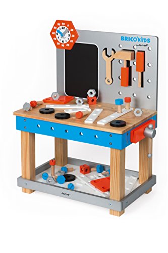 Etabli Magnetique Geant Brico'kids - Janod - Bois - 40 Accessoires - Evolutif