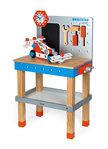 Etabli Magnetique Geant Brico'kids - Janod - Bois - 40 Accessoires - Evolutif