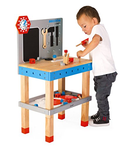 Etabli Magnetique Geant Brico'kids - Janod - Bois - 40 Accessoires - Evolutif