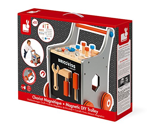 Chariot Magnetique Brico Kids - Janod - J06478 - Orange - Bois - Des 18 Mois