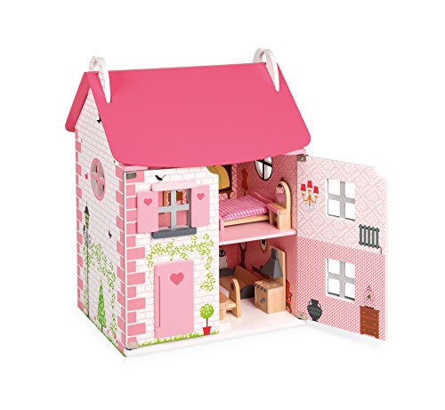 Maison De Poupees Mademoiselle - Janod - Bois - 3 Etages - Accessoires En Bois