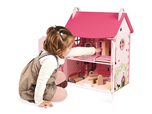 Maison De Poupees Mademoiselle - Janod - Bois - 3 Etages - Accessoires En Bois