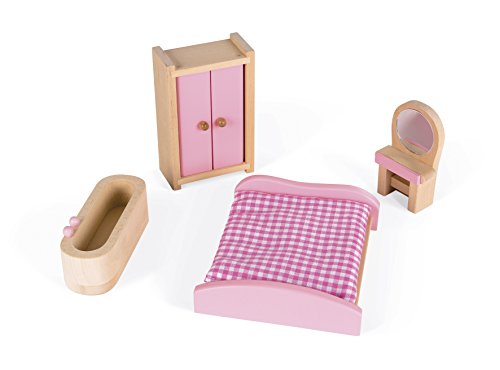 Maison De Poupees Mademoiselle - Janod - Bois - 3 Etages - Accessoires En Bois