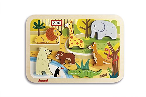 Puzzle Zoo 7 Pcs En Bois Janod - Des 18 Mois - Animaux - Motricite Et Imagination
