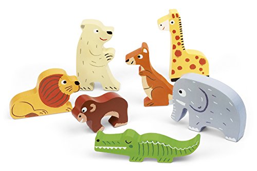 Puzzle Zoo 7 Pcs En Bois Janod - Des 18 Mois - Animaux - Motricite Et Imagination