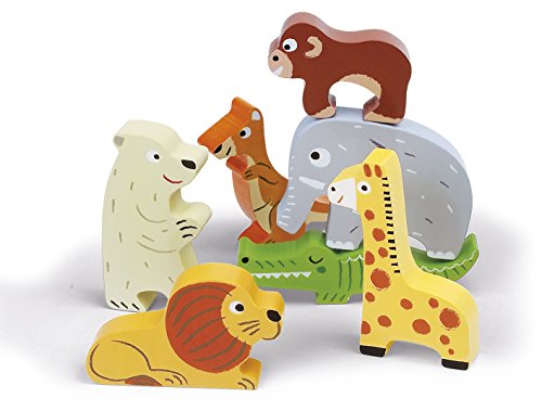 Puzzle Zoo 7 Pcs En Bois Janod - Des 18 Mois - Animaux - Motricite Et Imagination