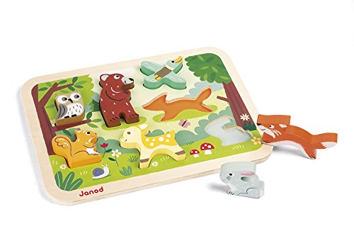 Puzzle Foret 7 Pcs En Bois Janod - Des 18 Mois