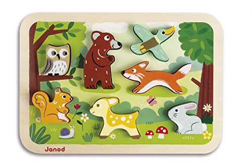 Puzzle Foret 7 Pcs En Bois Janod - Des 18 Mois