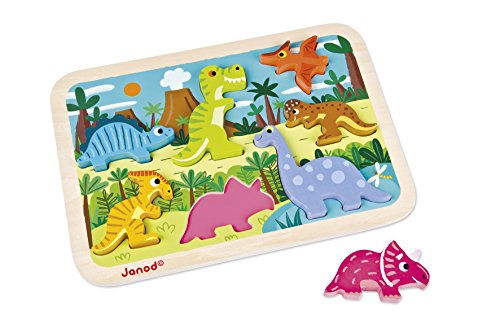 Puzzle Dinosaures 7 Pcs En Bois Janod Des 18 Mois