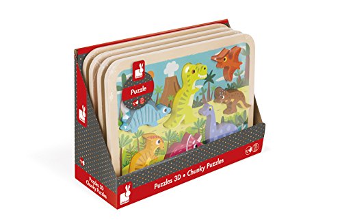 Puzzle Dinosaures 7 Pcs En Bois Janod Des 18 Mois